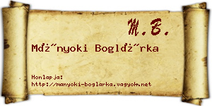 Mányoki Boglárka névjegykártya